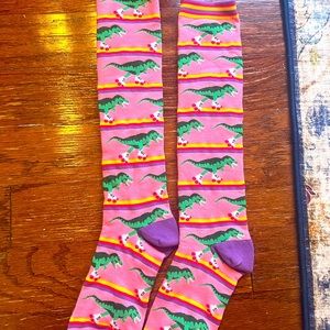 New Super CUTE alligator on roller skates knee socks and “sandy toes” crew socks